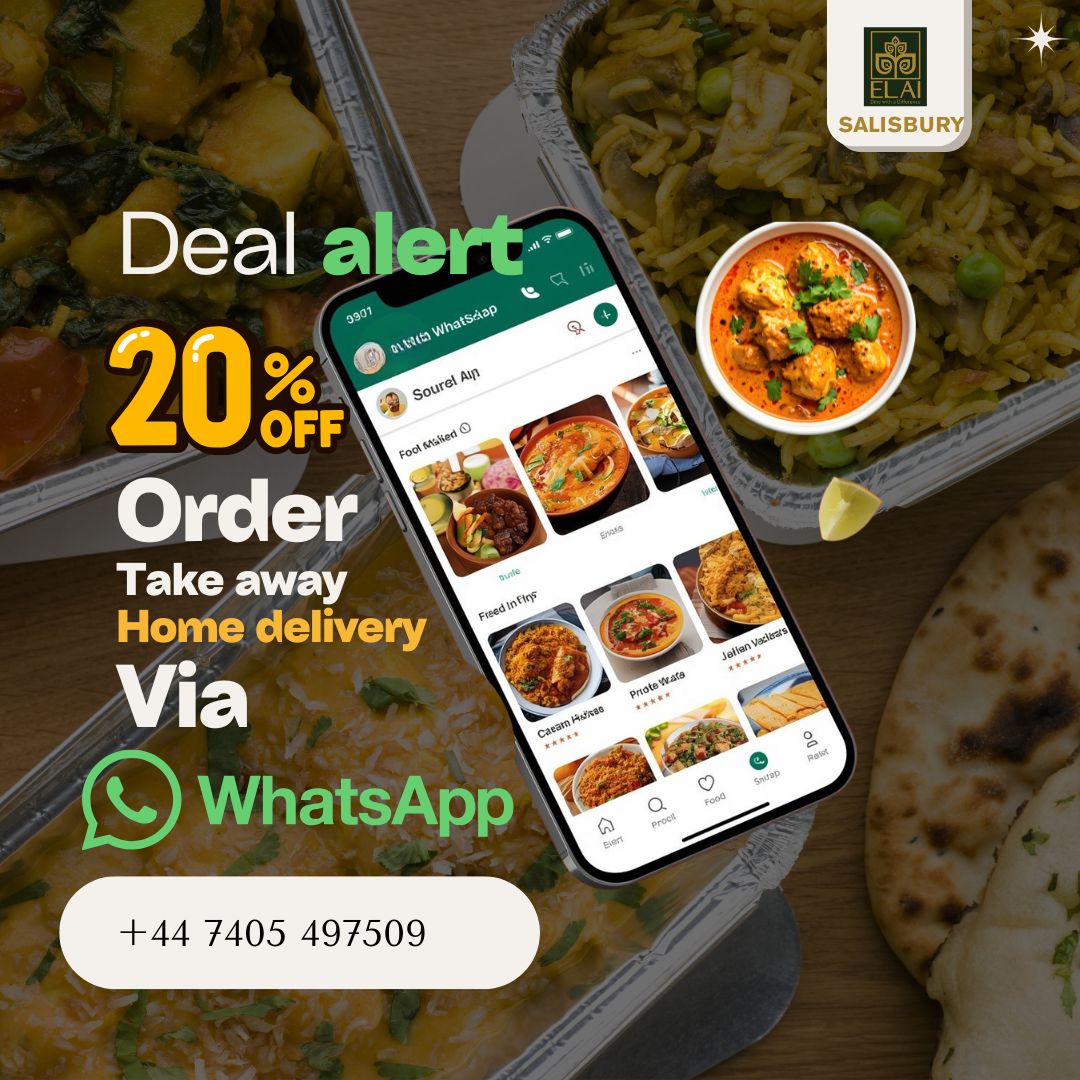 Elai Indian Restaurant 20% Off Takeaway Offer Poster