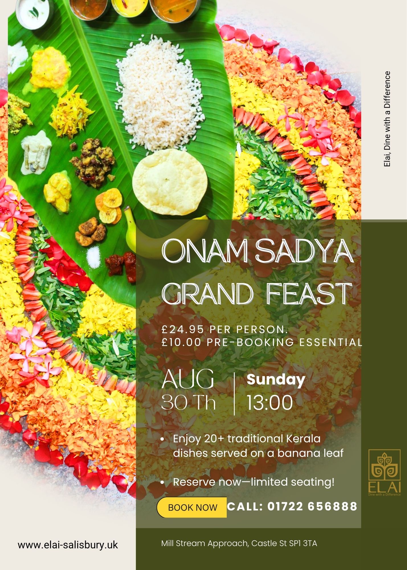 Onam Sadya Grand Feast Poster - Elai Salisbury