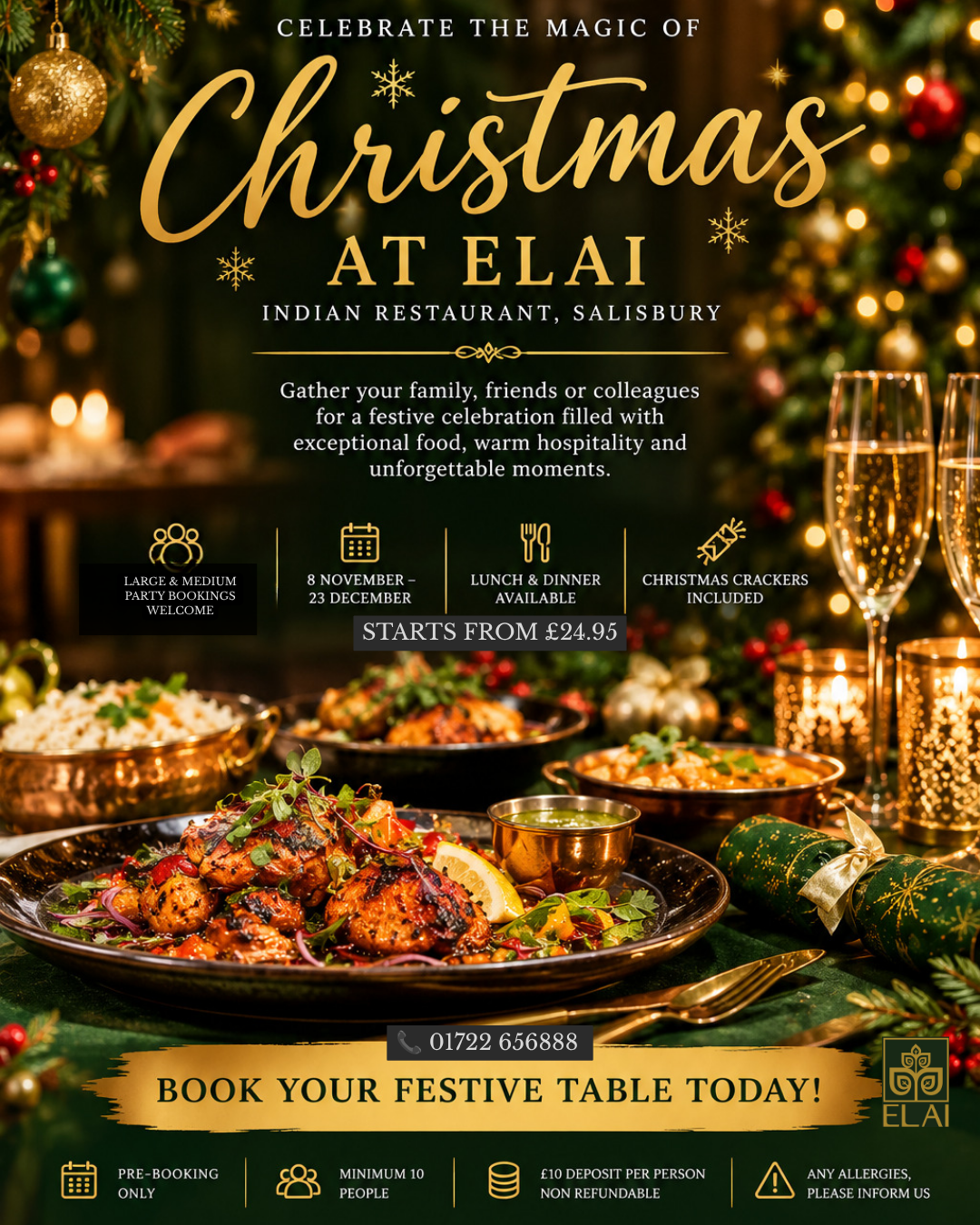 Elai Salisbury Christmas Party Menu and Christmas party bookings